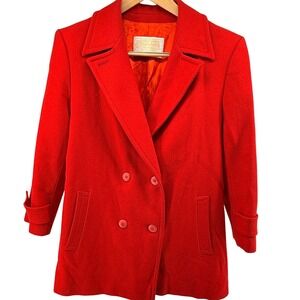 Vintage Pendleton Wool Womens Red Double Breasted Coat Jacket Sz ? Preppy *read*